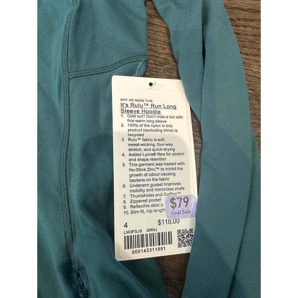NWT lululemon it’s rulu run long sleeve sz 4 - Picture 2 of 2